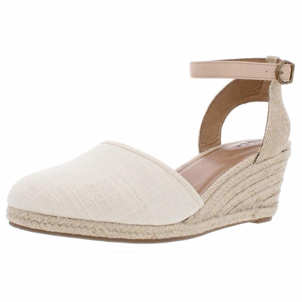 Style & Co. Womens Mailena Canvas Buckle Wedge Sandals Beige 8 Medium (B,M)